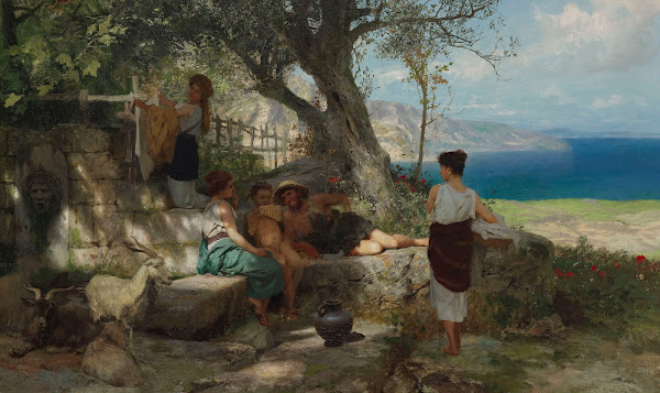 At the spring well c 1885