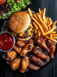 Grilled Chicken Burger, Grilled Wings & Fries