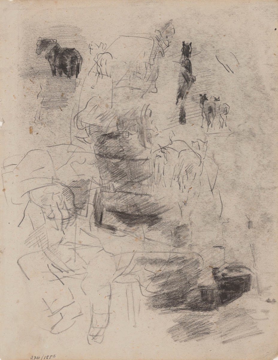 Horses and Seated Man