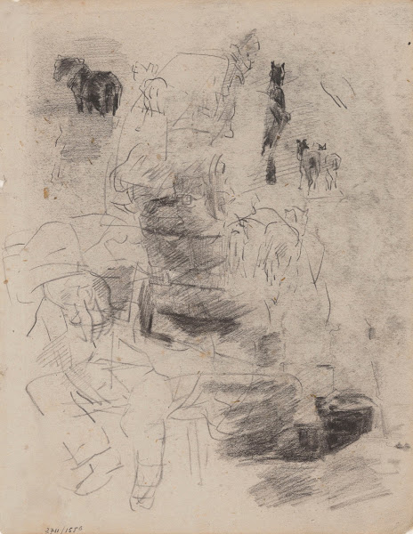 Horses and Seated Man