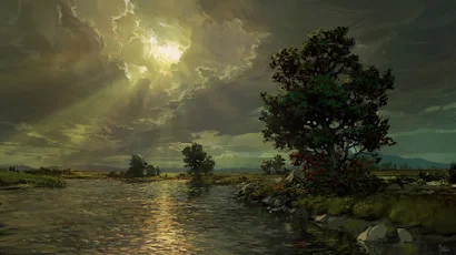 Philipp A. Ulrich, Digital Art, Landscape, Clouds, Trees 4K Wallpaper Background