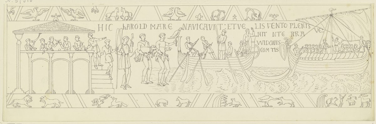 Zeichnung nach dem Bildteppich von Bayeux