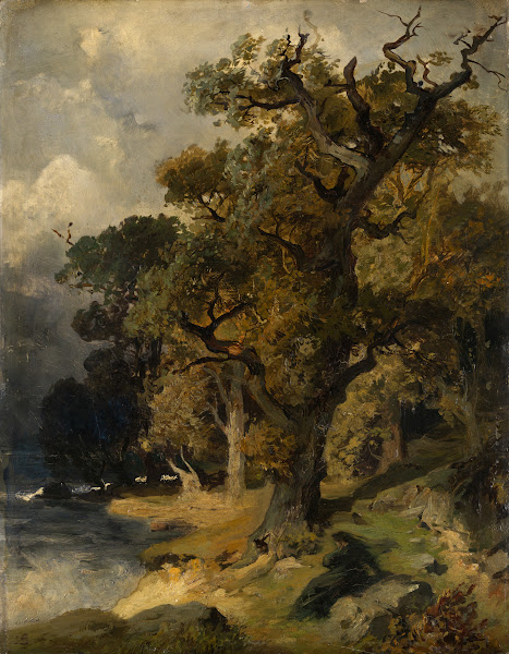 Herbstlicher Eichwald am Seeufer 1883