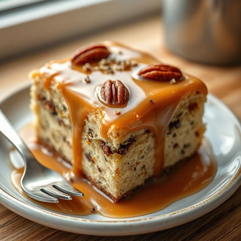 Homemade Butter Pecan Cake with Salted Caramel Sauce: Easy, Quick & Decadent