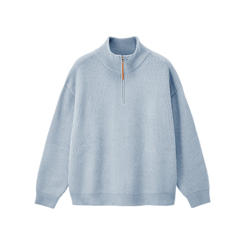 Men's knitted sweater with half-zip