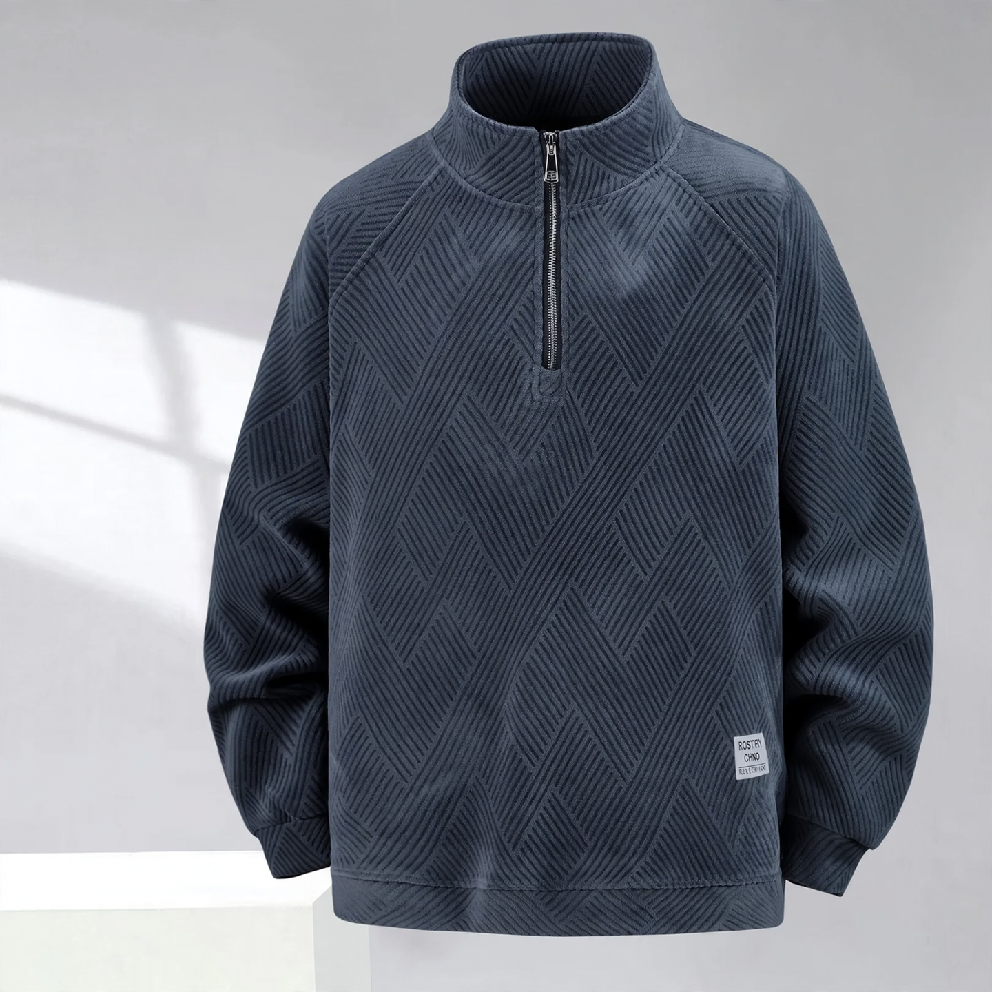 Gefütterter Herren-Sweater mit Reißverschluss, Übergröße