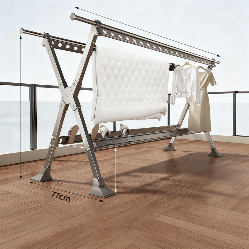 Foldable aluminum drying rack, 1.36–2.5 m