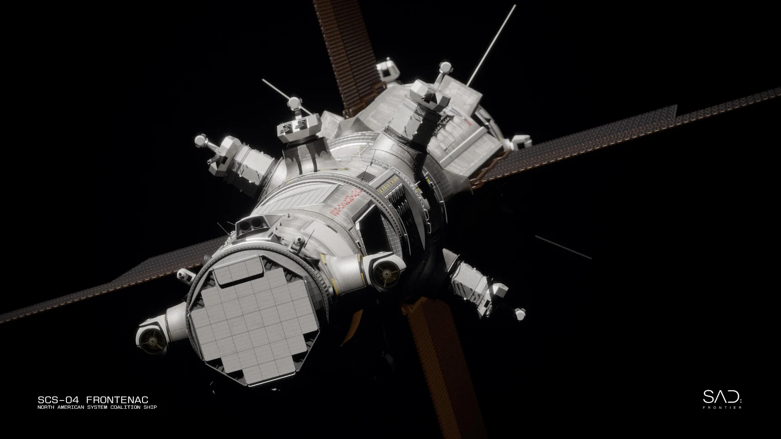 SCS-04 Frontenac Space Ship - 3D Render 4K Wallpaper (3840x2160)