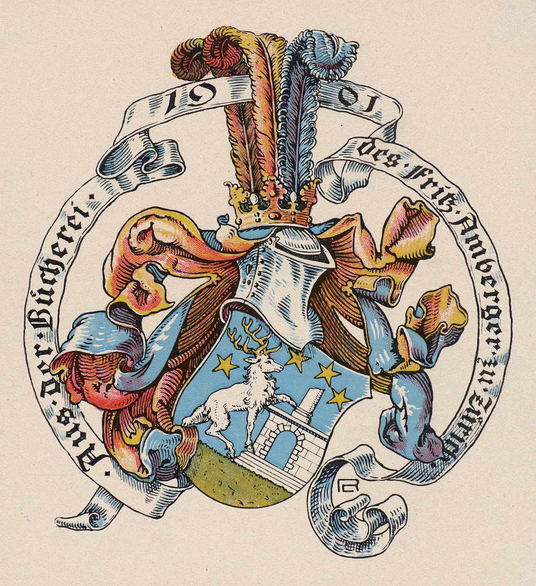 Bookplate Aus der Bücherei des Fritz Amberger zu Zürich 1901