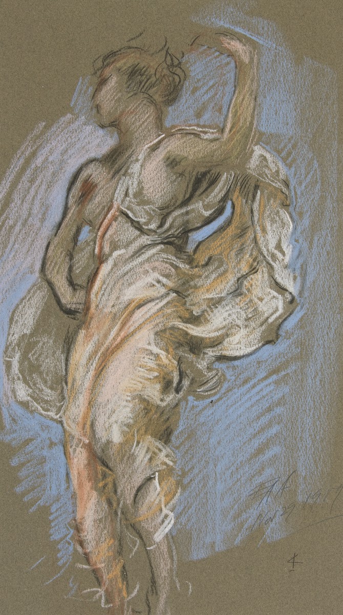 Study for figure of 4 pm in The Hours ceiling at the state capitol building in H