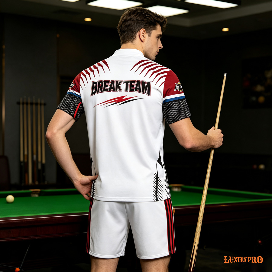 Stand-up Collar Zip-up Polo Shirt + Plain Beach Shorts - Bird's-eye Fabric