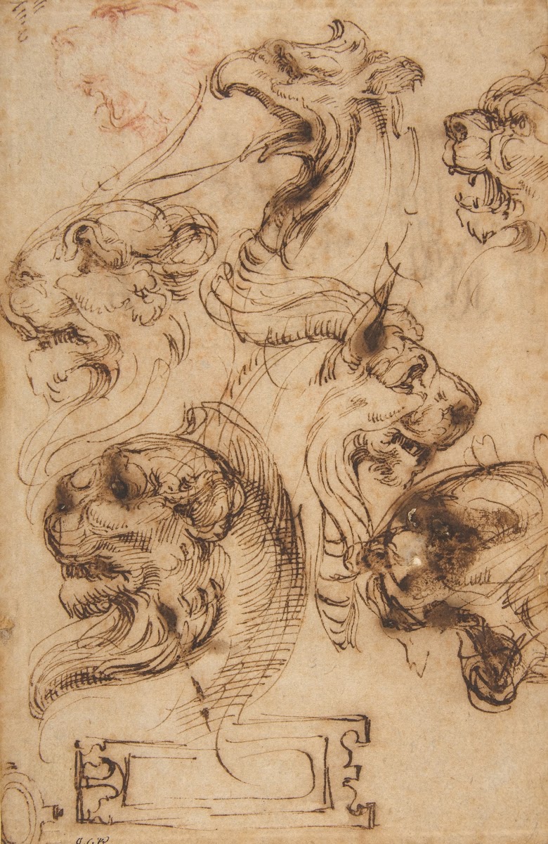 Six Studies of Animal Heads and of a Cartouche 152796