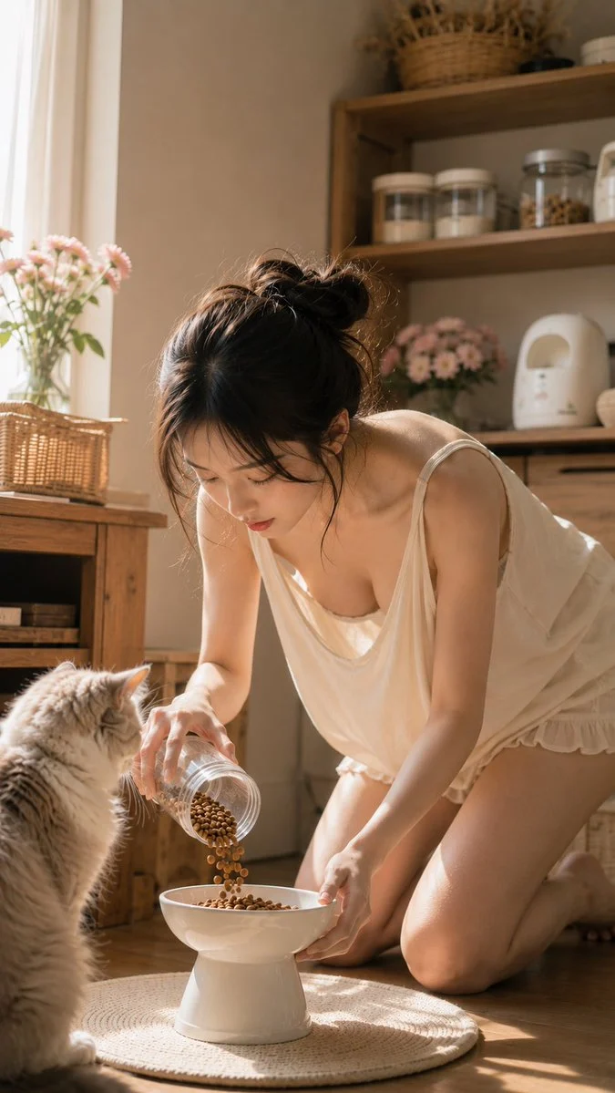 Tema Alimentando Al Gato Por