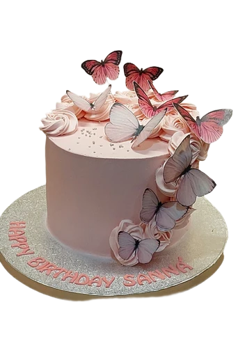 All Pink Butterfly Buttercream Cake CB-NC620