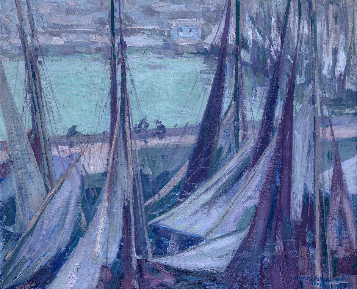 Segelboote im Hafen von Honfleur in der Dämmerung 1906
