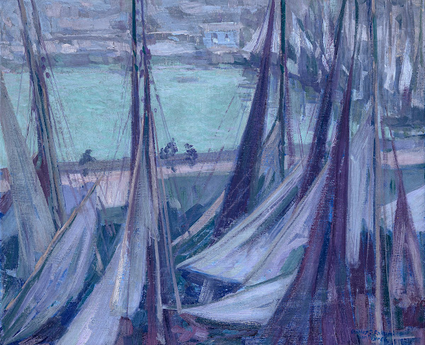 Segelboote im Hafen von Honfleur in der Dämmerung 1906