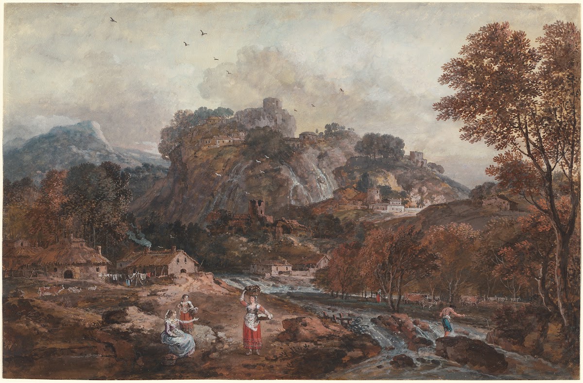 Mountain Landscape with Washerwomen and a Fisherman 1762 1765