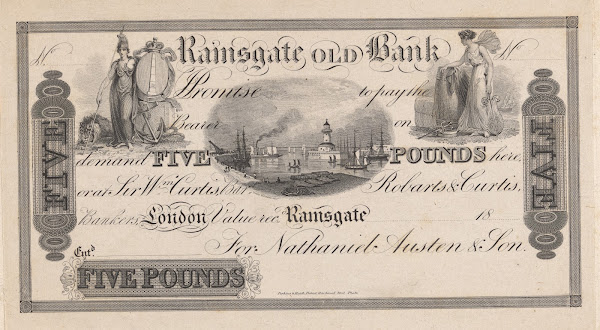 Ramsgate Old Bank five pound note 1820 1829