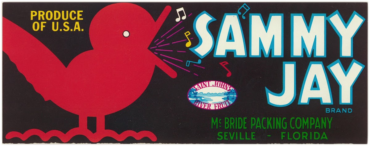 Sammy Jay Brand Citrus Label 1930s