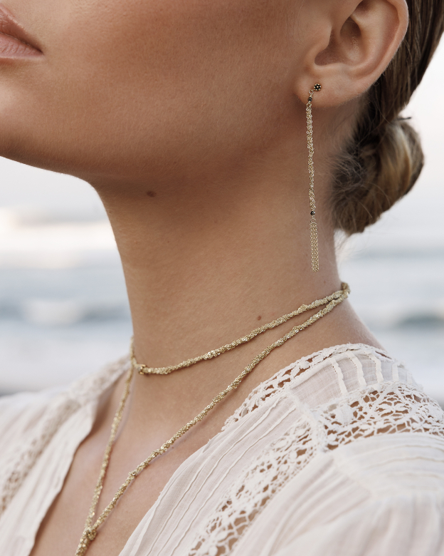 Длинные серьги косички GOLD