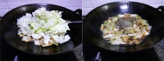 Tiếp đó cho dầu hào, sốt teriyaki vào đảo đều rồi thêm hành lá, gừng vào xào cùng. Cải thảo cho phần thân vào xào trước tiếp đó là lá cho vào sau và đảo thật đều. Cuối cùng cho miến vào cùng chút nước, hạt tiêu, hoa hồi và muối rồi xảo ở lửa lớn tầm 7 - 8 phút thì tắt bếp. Cho miến ra tô rắc hành lá lên là xong rồi đó.