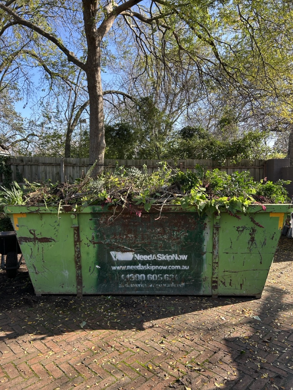 Skip bin filled, ready for pick-up