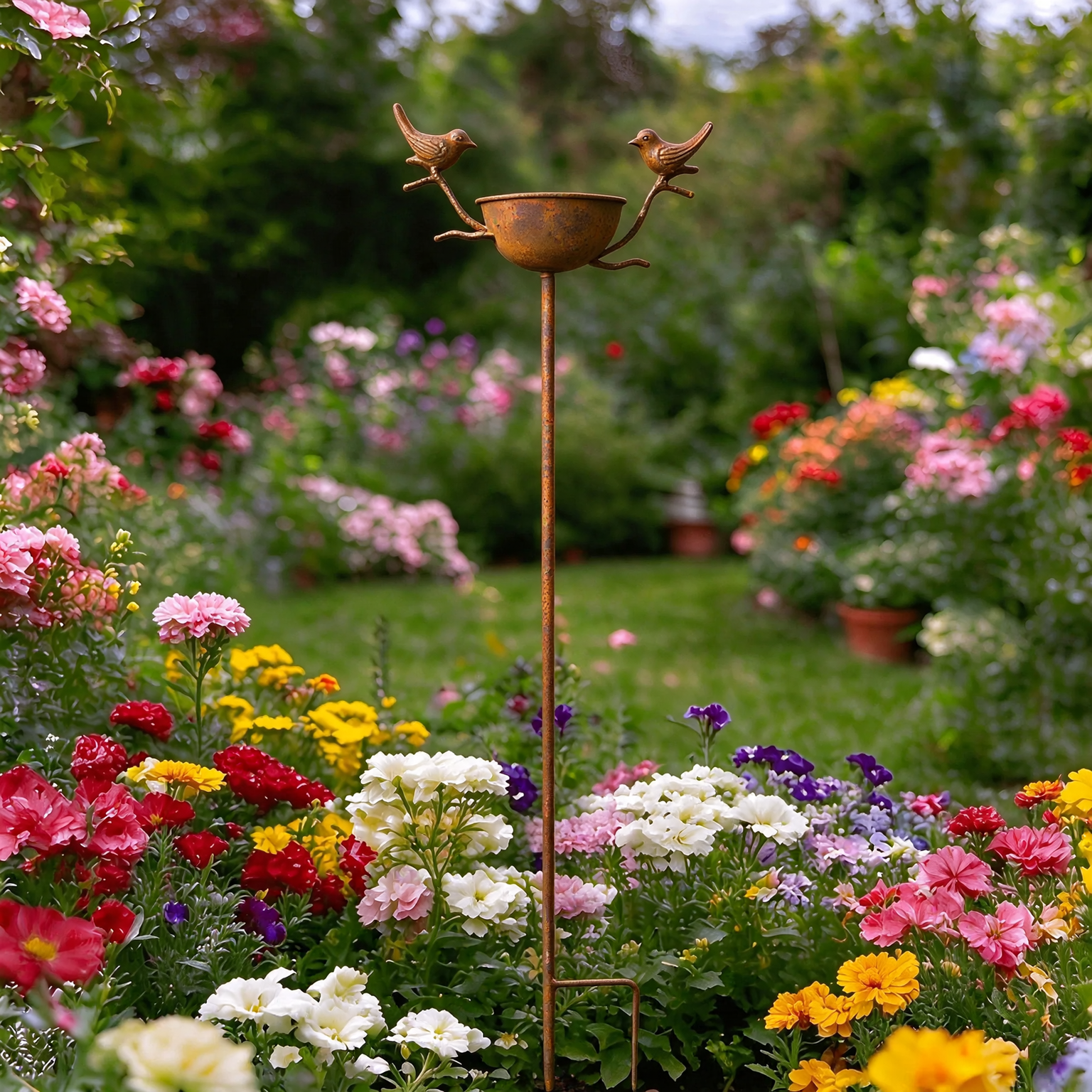 Rustic Birdbath Set made of Iron