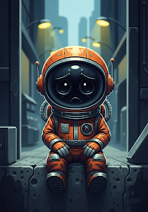 Melancholy Retro Astronaut Robot