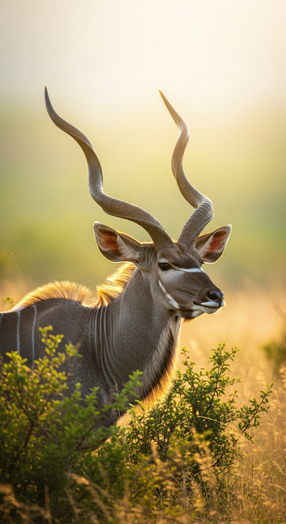 Kudu Antelope Dramatic Portrait