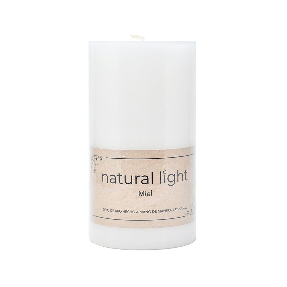 Vela pilar Natural Light™ aroma miel de 17 cm color blanco