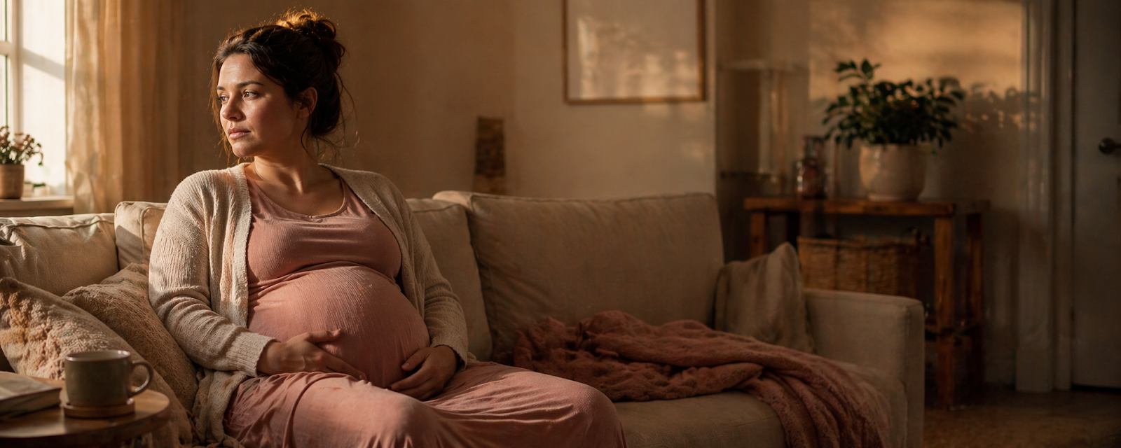Pregnant woman by the window
