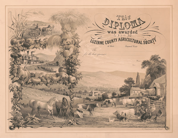 This diploma was awarded by the Luzerne County Agricultural Society at their ann