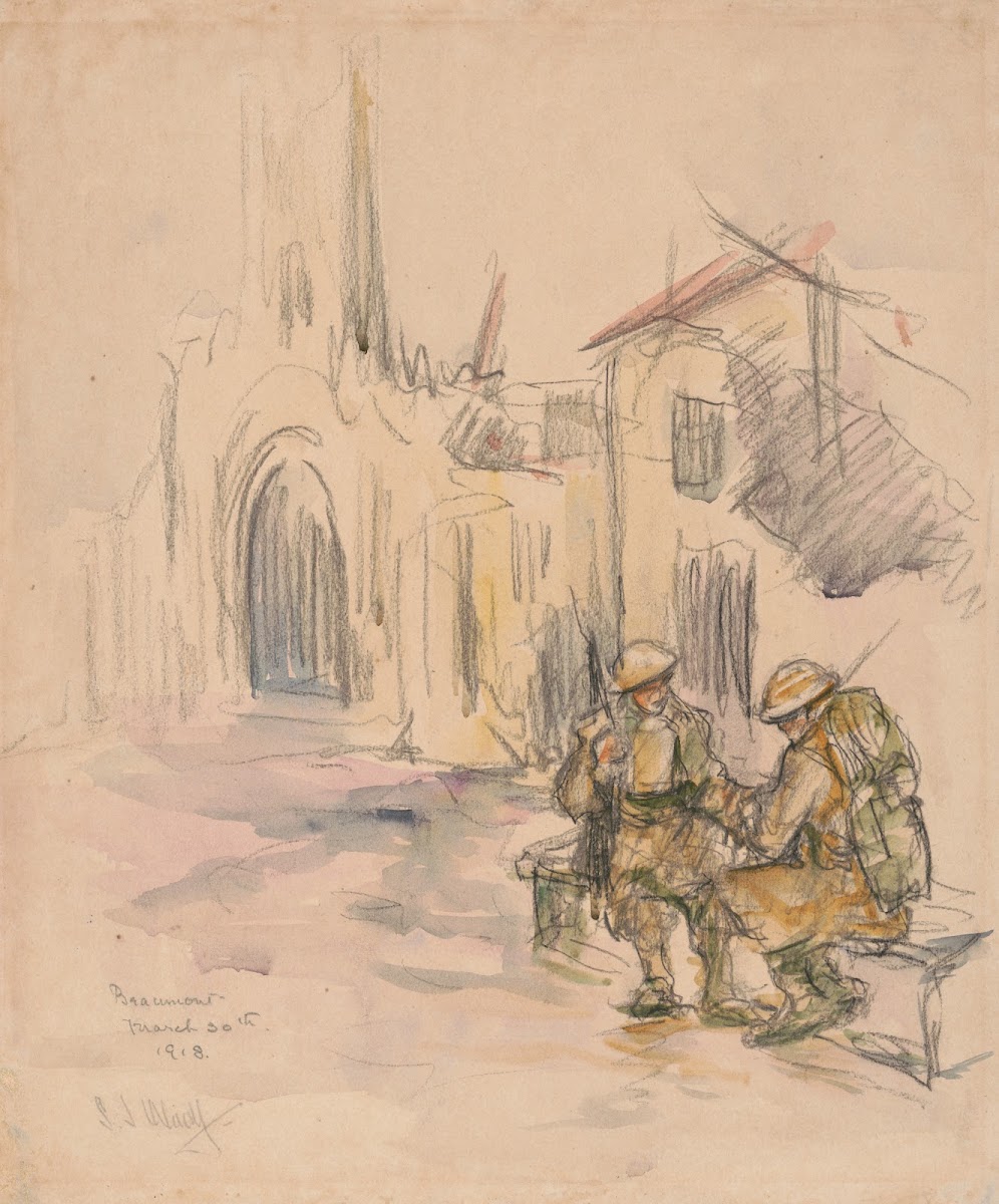 Soldiers Outside a Church 1918