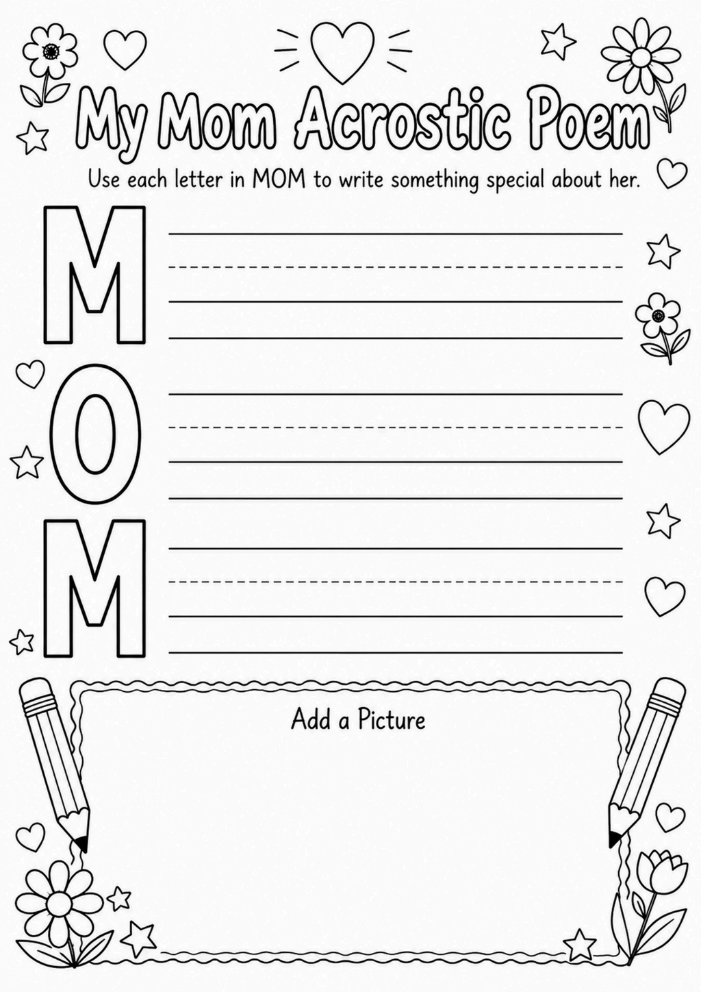 My Mom Acrostic Poem Worksheet