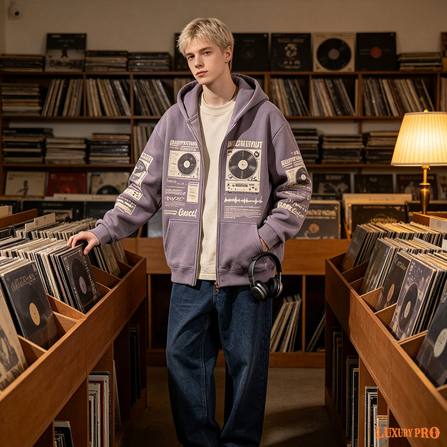 2D Thick Fleece Zip-Up Sweatshirt