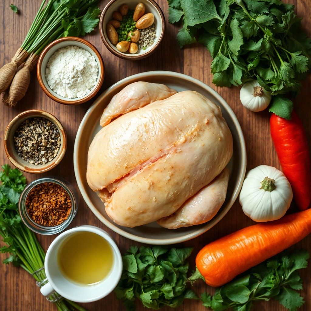 Ingredients for Tender Garlic Butter Whole Chicken – Slow Cooker Style (Easy & Juicy)