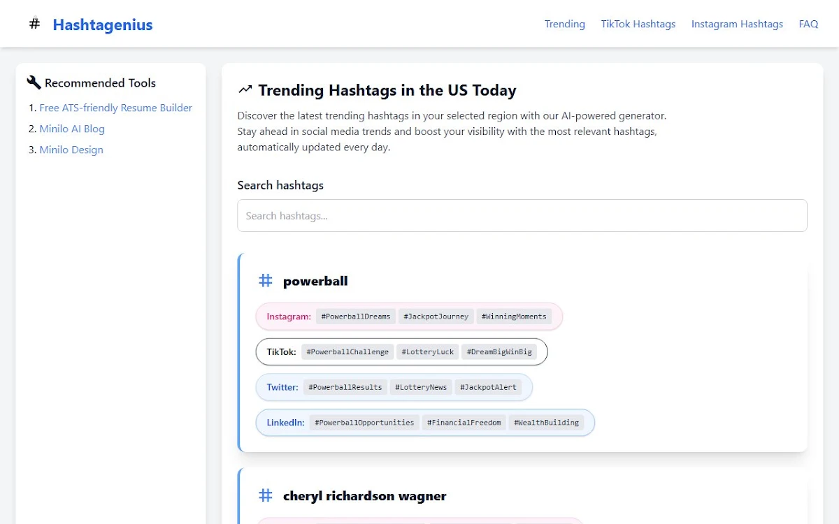 Captura de Hashtagenius