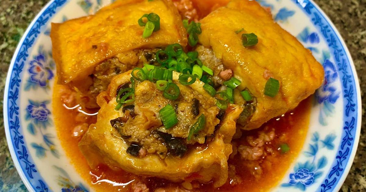 Đậu hủ dồn thịt sốt cà chua
