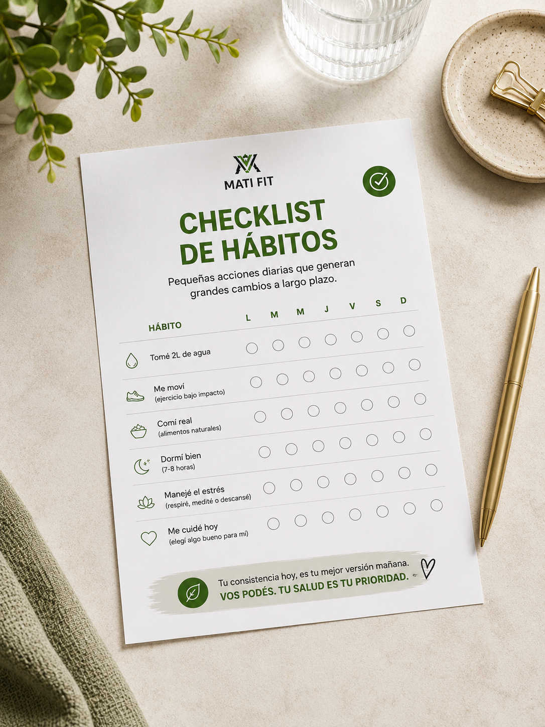 Checklist Diario de Hábitos