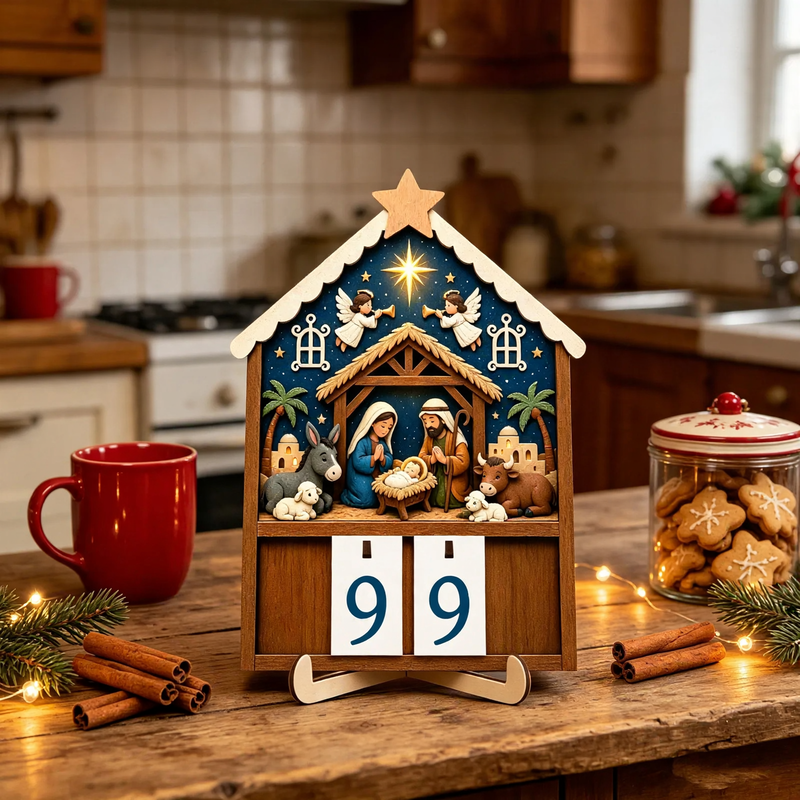 Wooden Countdown Calendar for Christmas