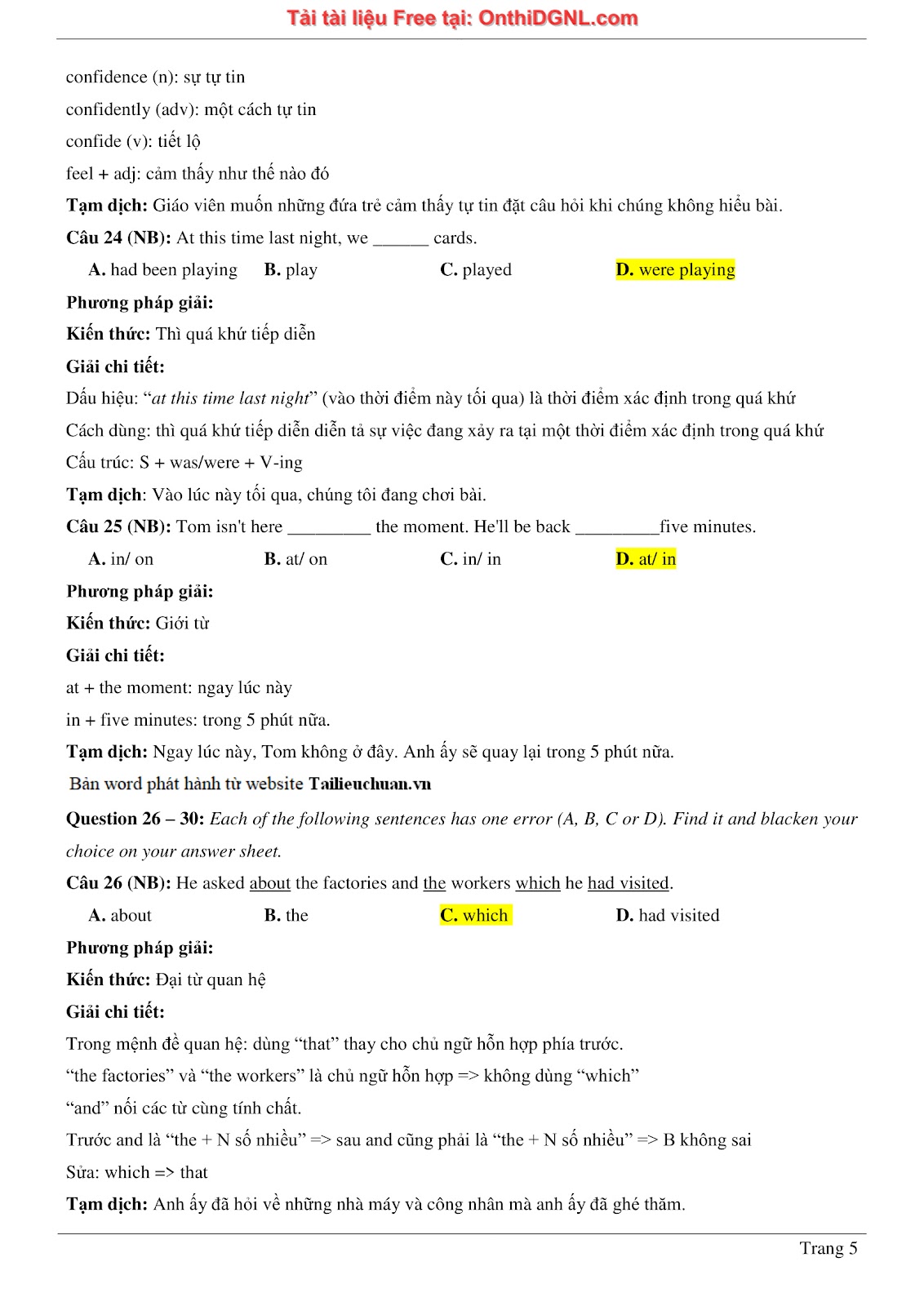 800 bài tập môn Tiếng Anh - Ôn thi ĐGNL ĐHQG TP HCM Phần 13