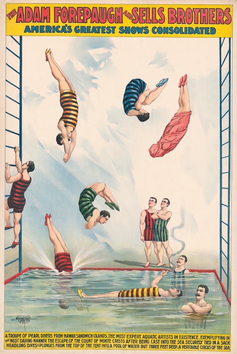 A troupe of pearl divers from Hawaii Sandwich Islands  A veritable circus of the