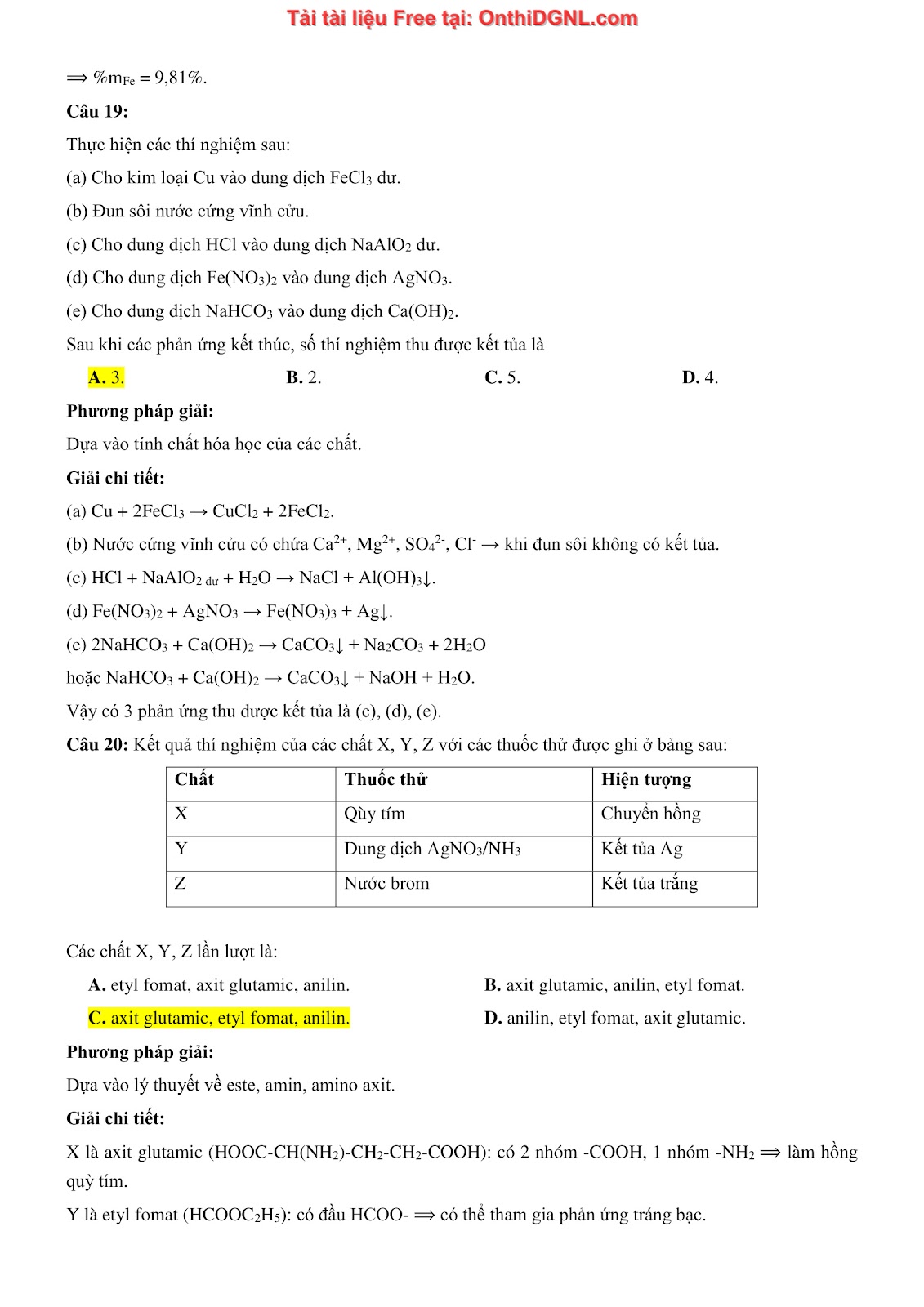 135 bài tập môn Hóa học - Ôn thi ĐGNL Bách khoa Hà nội Phần 1