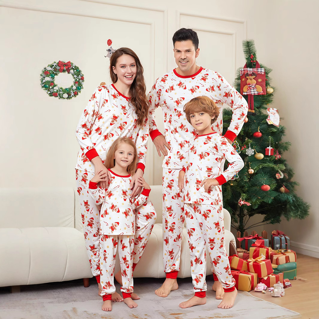 Christmas pajama set for the family with gingerbread man print