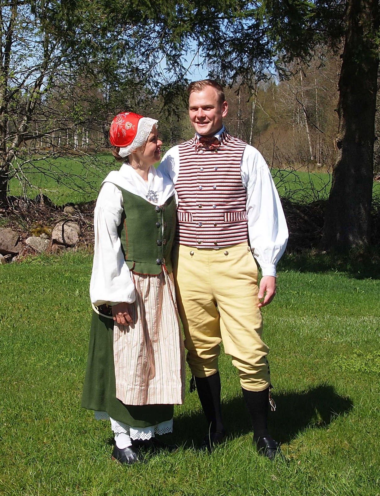 Småland, Södra Vedbo. Södra Vedbos dräkt i det första utförandet. Foto Depui.