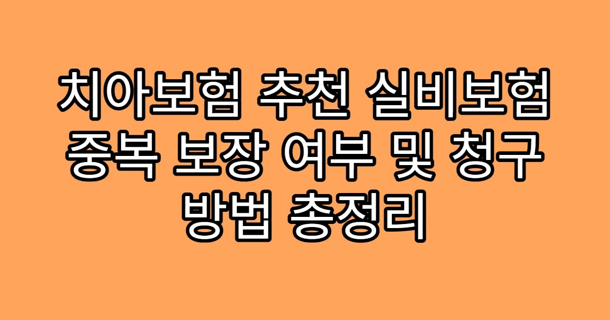 치아보험 추천 실비보험 중복 보장 여부 및 청구 방법 총정리