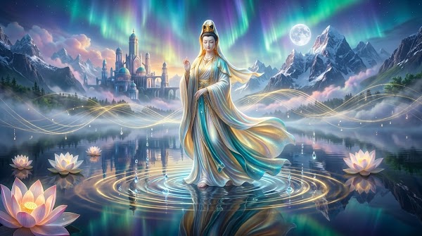 Celestial Compassion under Aurora Radiance