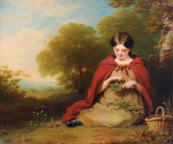 A Girl Picking Herbs By A Stream 1830