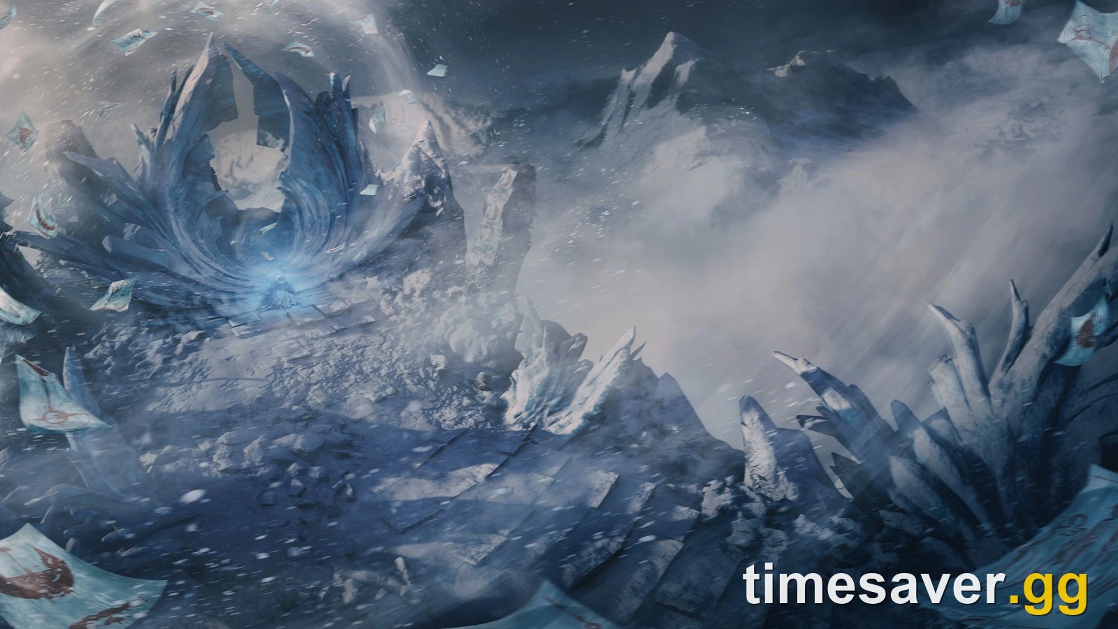 Yuvan's Peak, the frozen Earth hub with a glowing ice-blade monument, added in Warframe Update 44