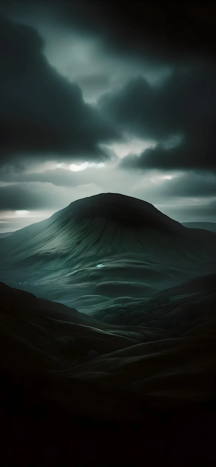 Dark Mountain Under Stormy Sky - Moody Landscape Photography Full HD iPhone Wallpaper (1284x2778)